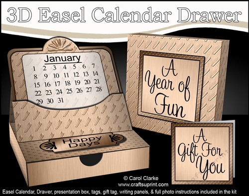3D Everlasting Easel Calendar Drawer Gift Set - Copper Metallic