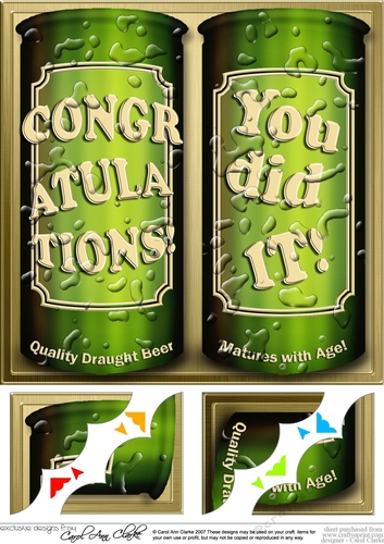 8 x 8 Congratulations Beer Cans Scalloped corner Topper