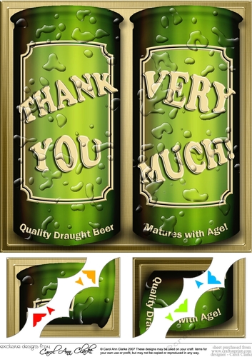 8 x 8 Thank You Beer Cans Scalloped corner Topper
