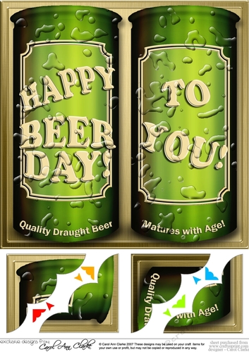 8 x 8 Happy Beer Day Beer Cans Scalloped corner Topper