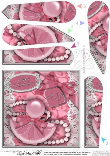 102nd Birthday Perfume Lace & Pearls Fan Pyramage Topper