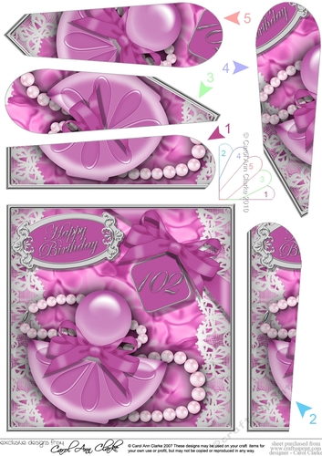 102nd Birthday Perfume Lace & Pearls Fan Pyramage Topper