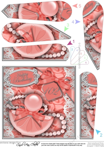 102nd Birthday Perfume Lace & Pearls Fan Pyramage Topper
