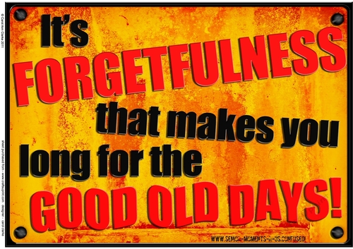 A4 Fun Novelty Good Old Days - Senior Moment Saying Card Topper