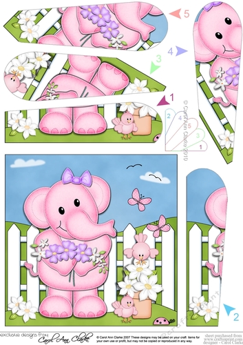 Lola Elephant has lots of Flowers Fan Pyramage Topper