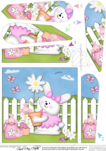 Little Bunny has a Daisy Fan Pyramage Topper
