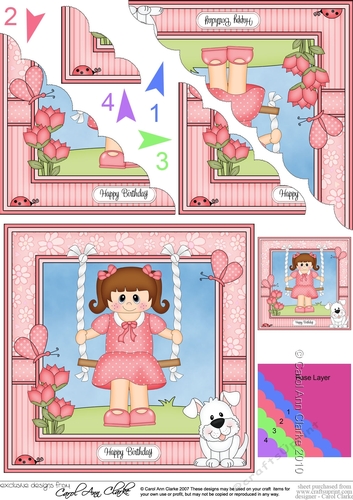 Cute Little Girl Toddler is Swinging High Scalloped Corner Stacker