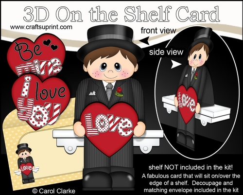 3D On the Shelf Card Kit - Valentine Heart Love & Romance Boy Donnell
