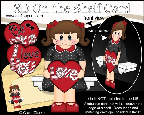 3D On the Shelf Card Kit - Valentine Heart Love & Romance Girl Adelle
