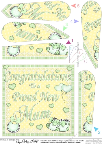 New Baby Proud New Mum Fan Pyramage Topper