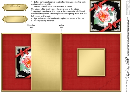 Rose and Lace No-Hole Fold Back Card