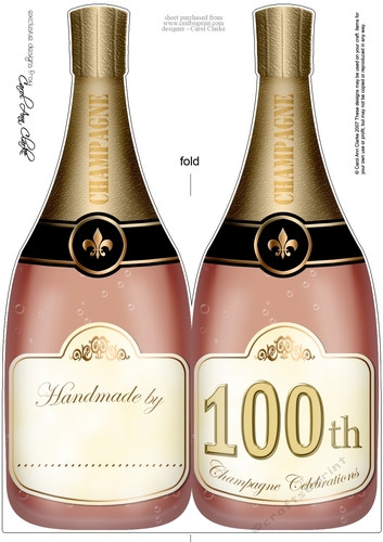 Large DL Happy 100th Birthday Champagne Bottle Shaped Card