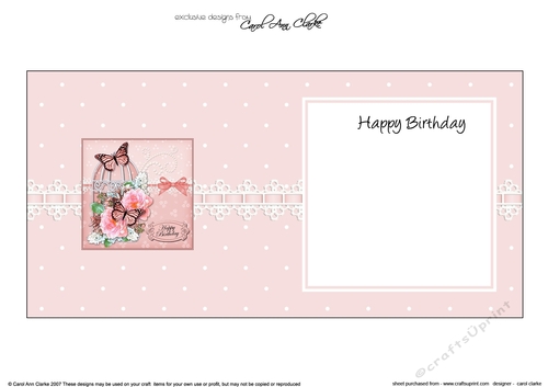 Birthday Butterflies and Roses Birdcage High square landscape insert