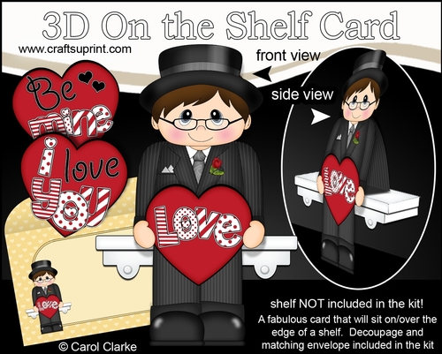3D On the Shelf Card Kit - Valentine Heart Love & Romance Teen Rafael