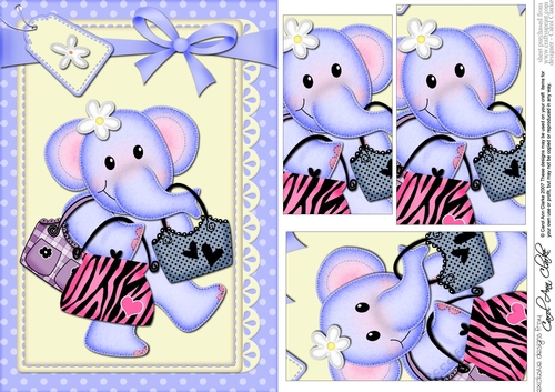 A5 Lola Elephant goes Shopping Pyramage Topper