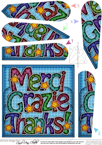 Merci Grazie Thanks! Fan Pyramage Topper