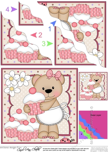 Livvy Bear has baked lots of Cupcakes Wavy Corner side stacker Topper