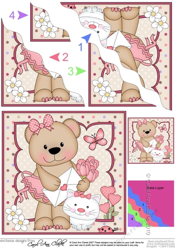 Livvy Bear has a Love Letter Roses and Cat Wavy Corner side stacker Topper