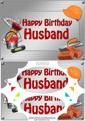 A5 Happy Birthday HUSBAND Handyman Tools Scallop Corners & Pyramage