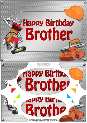 A5 Happy Birthday BROTHER Handyman Tools Scallop Corners & Pyramage