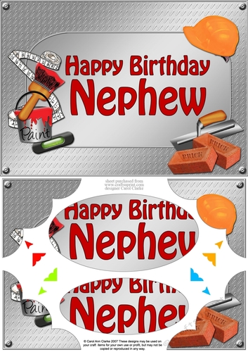 A5 Happy Birthday NEPHEW Handyman Tools Scallop Corners & Pyramage