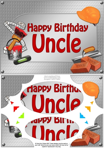 A5 Happy Birthday UNCLE Handyman Tools Scallop Corners & Pyramage