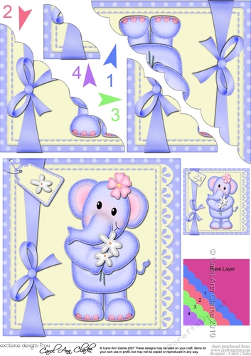 Cute Lola Elephant has a Flower Scalloped Corner Stacker