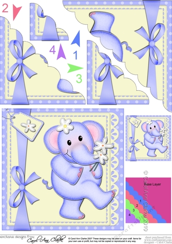 Cute Lola Elephant has a Flower Scalloped Corner Stacker