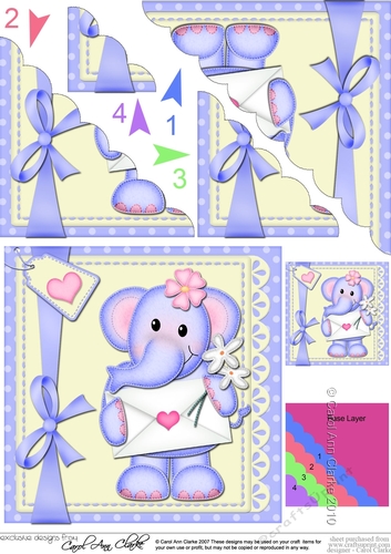 Cute Lola Elephant has a Love Letter & Flowers Scalloped Corner Stacker