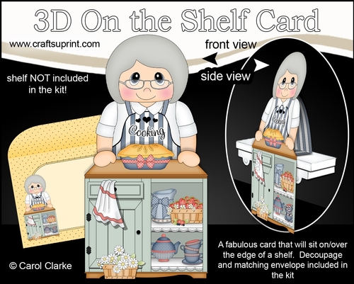3D On the Shelf Card Kit - Old Lady Doloris Bakes a Pie in the Kitchen