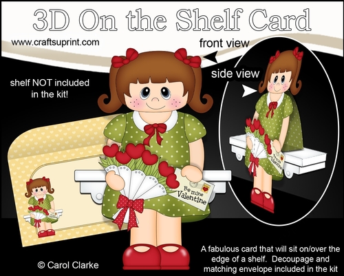 3D On the Shelf Card Kit - Valentine Heart Shaped Roses Love & Romance Girl Betti
