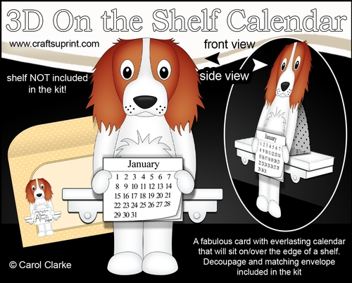 3D On the Shelf Everlasting Calendar Kit - Springer Spaniel Dog Baxter