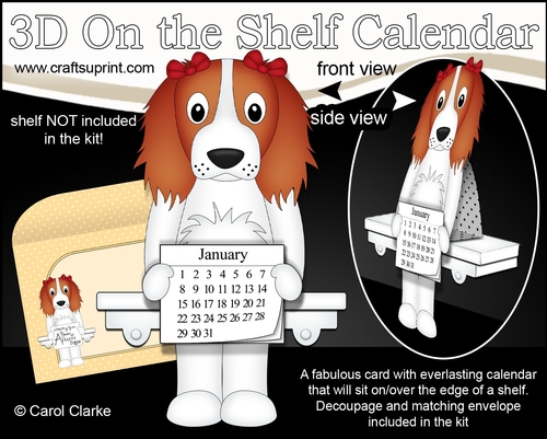 3D On the Shelf Everlasting Calendar Kit - Springer Spaniel Dog Petra