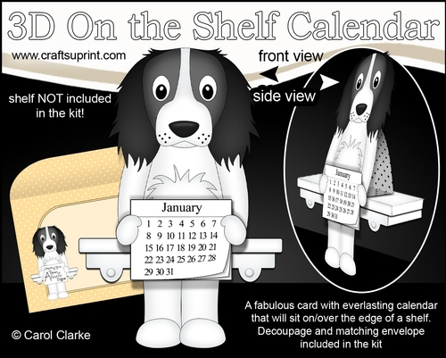 3D On the Shelf Everlasting Calendar Kit - Springer Spaniel Dog Blue
