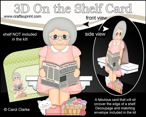 3D On the Shelf Card Kit - Nelda is Happily Retired