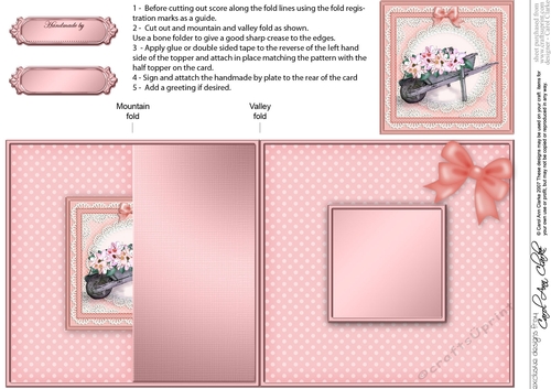 Flower Filled Wheelbarrow No-Hole Fold Back Card