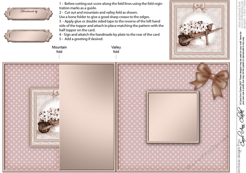 Flower Filled Wheelbarrow No-Hole Fold Back Card