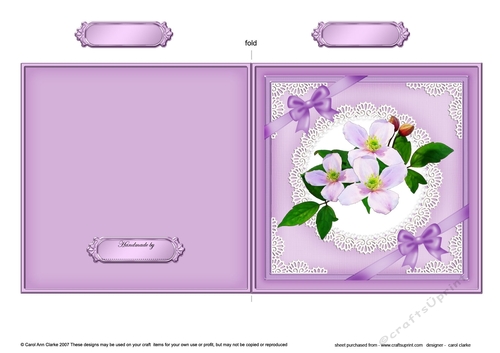 Clematis and Lace Cut and Fold Card 