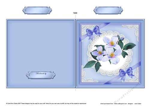 Clematis and Lace Cut and Fold Card 