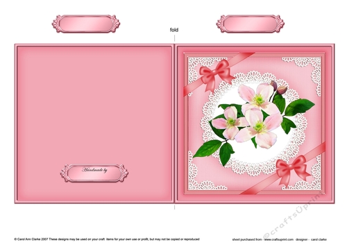 Clematis and Lace Cut and Fold Card 