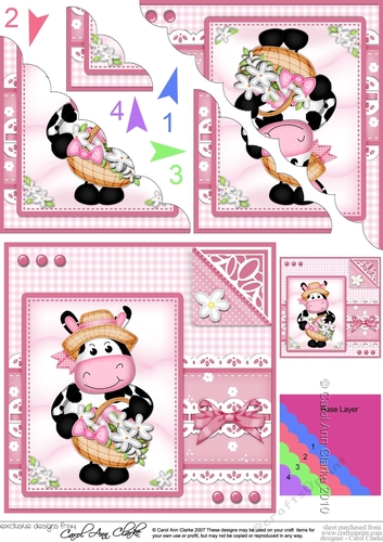Milly Moo Cow has a Bonnet & Basket Scalloped Corner Stacker