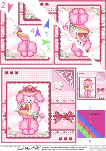 Bon Bon the Poodle has a Bonnet & Basket Scalloped Corner Stacker