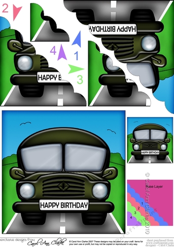Fun Army Truck or Jeep Scalloped Corner Stacker