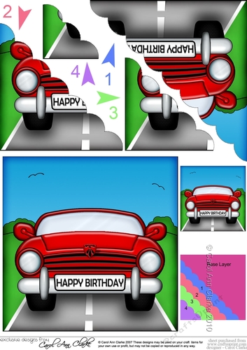 Fun Red Sports Car Scalloped Corner Stacker