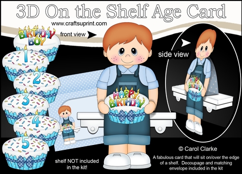 3D On the Shelf Card Kit - Little Toddler Luther is the Birthday Boy with ages 1 - 5 age Birthday Cake Decoupage