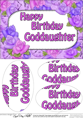 A5 Happy Birthday GODDAUGHTER Time for Roses Oval Pyramage Topper