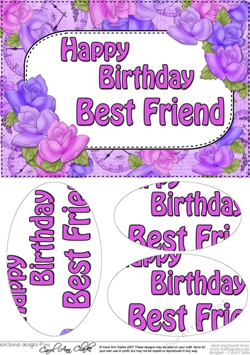 A5 Happy Birthday BEST FRIEND Time for Roses Oval Pyramage Topper