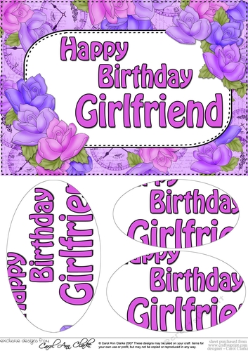 A5 Happy Birthday GIRLFRIEND Time for Roses Oval Pyramage Topper