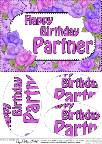 A5 Happy Birthday PARTNER Time for Roses Oval Pyramage Topper