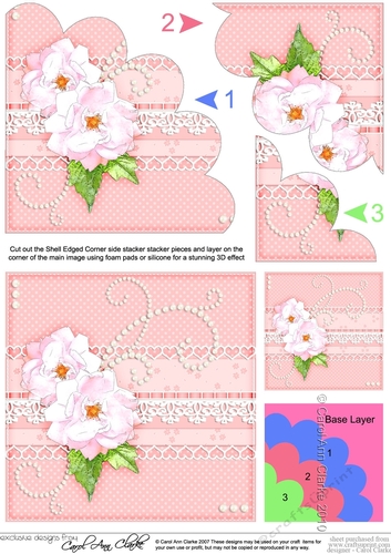 A Touch of Elegance Roses Pearls and Lace Shell Edged Corner Side Stacker